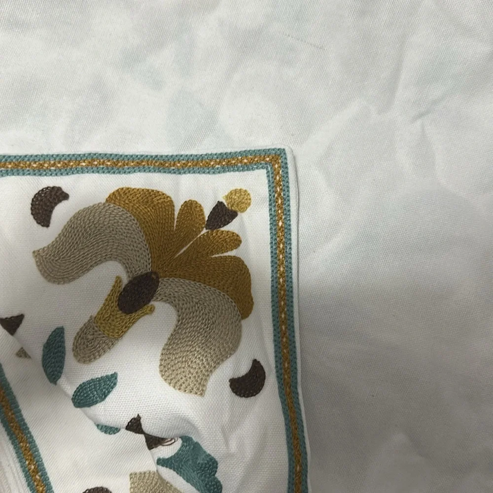 Set of Embroidered Floral Throw Pillow Cases - Multicolor Brown